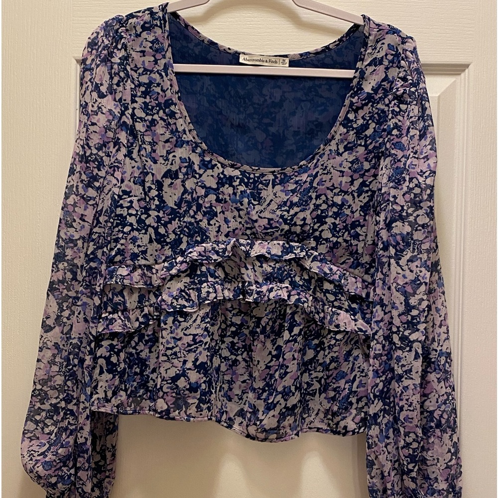 Abercrombie & Fitch Puff Sleeve Ruffle Blouse